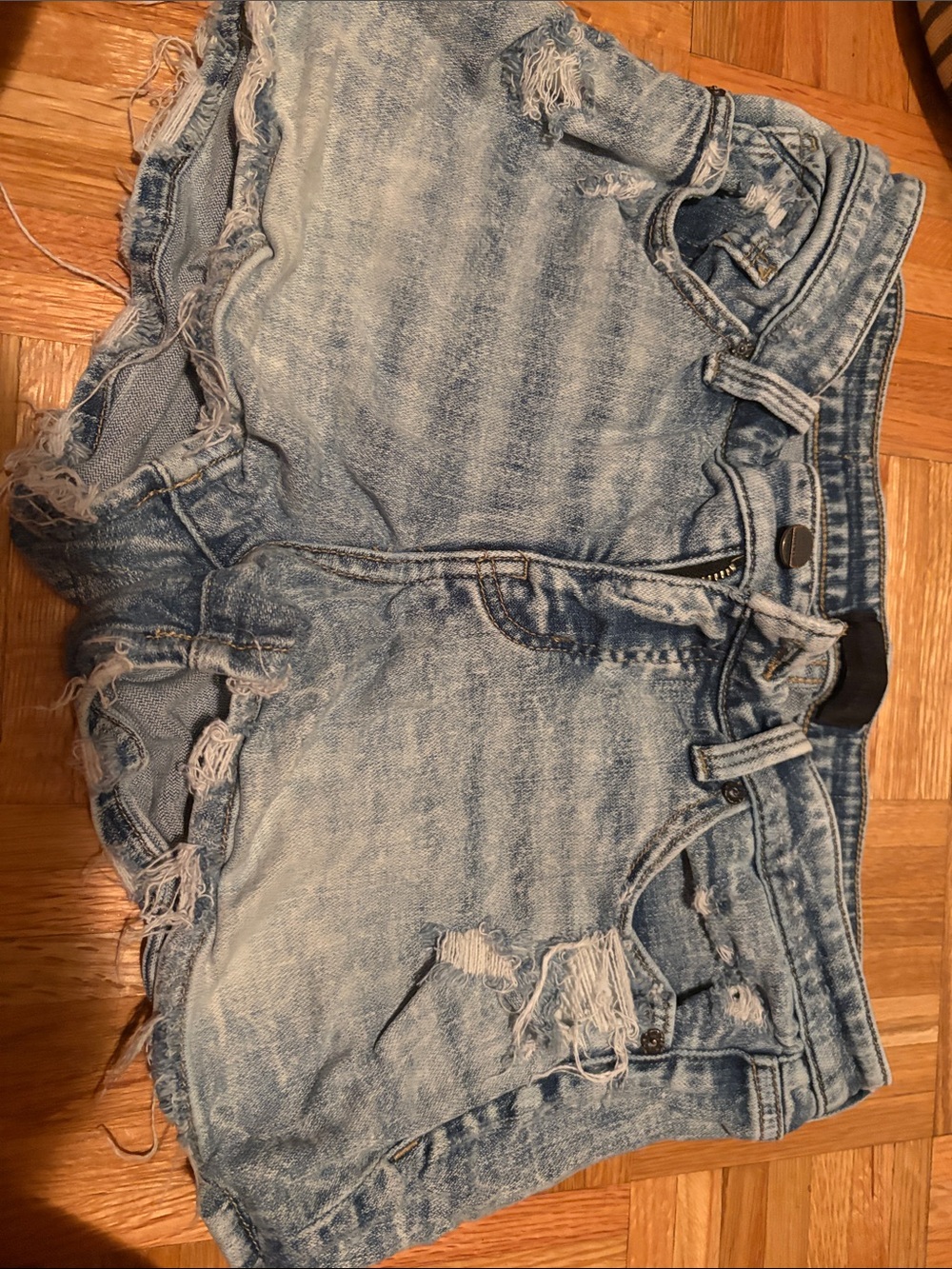Buckle Light Blue Distressed Denim Shorts